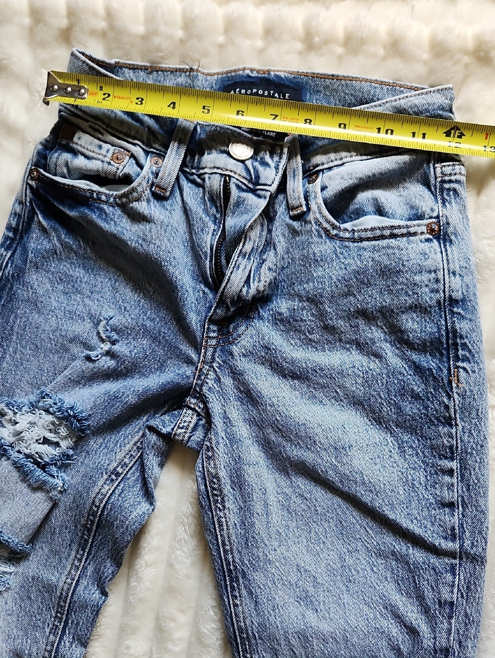 Aeropostale Light Blue Distressed Flare Jeans - Picture 5 of 6